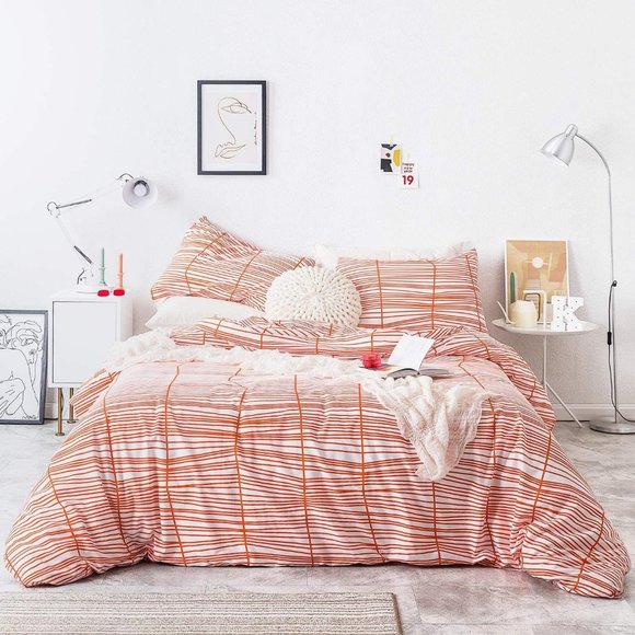 Other - NWOT Orange White Striped Duvet Cover